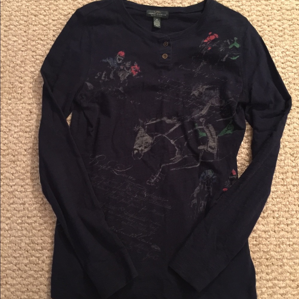 Navy Ralph Lauren Casual Long Sleeve Tee